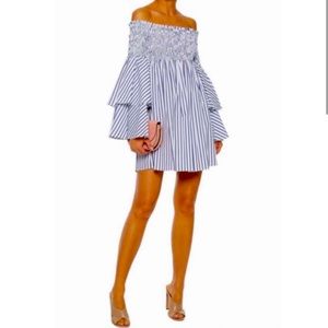 Caroline Consta Appolonia Stripped off shoulder dress L NWOT